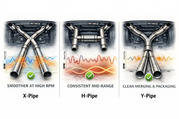 X pipevs H pipe vs Y pipe smoother high RPM, stronger mid-range, cleaner merge