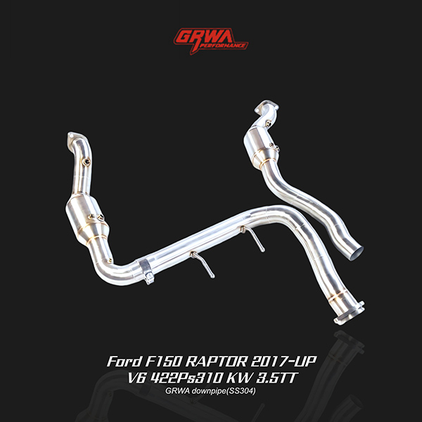 Stainless steel Ford F150 exhaust manifold downpipe optimizes turbo efficiency and improves exhaust sound.