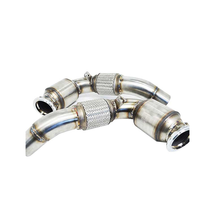 BMW M5 F10 with Catalytic Converter, Euro 4, Metal Carrier 200 Cel Stainless Steel 304+brushed Exhaust Downpipe