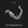 .High-performance stainless steel downpipe for Mercedes W177 A35 and A45 AMG 2.0T, improving exhaust flow, turbo response