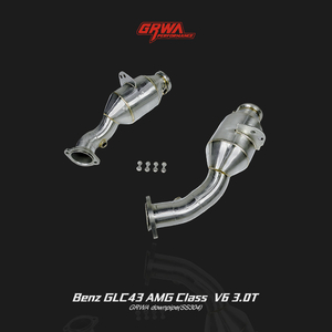 High-flow downpipe for Mercedes-Benz GLC43 AMG V6 3.0T, part of mercedes exhaust system, improving performance and turbo response.