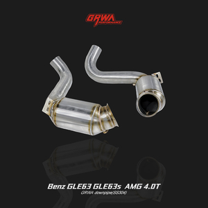 High-flow downpipe for Mercedes-Benz GLE63/GLE63S AMG 4.0T, enhancing GLE63 exhaust and performance.