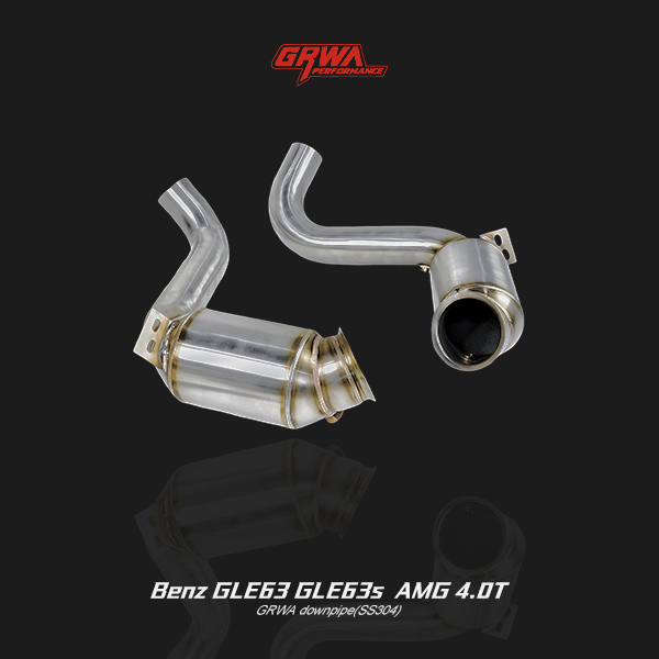 High-flow downpipe for Mercedes-Benz GLE63/GLE63S AMG 4.0T, enhancing GLE63 exhaust and performance.