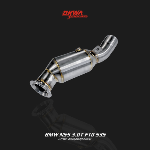 Precision BMW downpipe N55 system enhances turbo spool, increases horsepower and refines sound for BMW F10 535 exhaust setup.