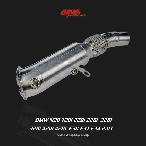 BMW F30 F31 N20 downpipe improves turbo response and exhaust flow for BMW 320i 328i performance upgrade.