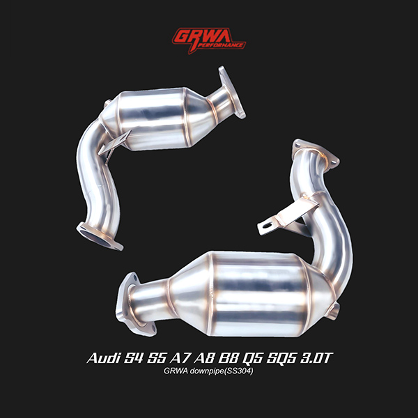 T304 stainless downpipe improving audi a7 exhaust performance and airflow, ideal for high-flow audi sq5 exhaust applications.