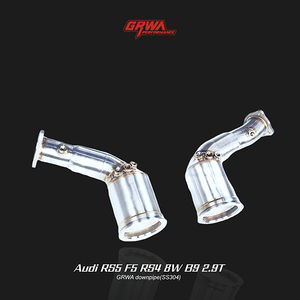 High-performance downpipe enhancing Audi RS5 exhaust and airflow, compatible with RS4 8W B9 and Audi B9 downpipe upgrades.