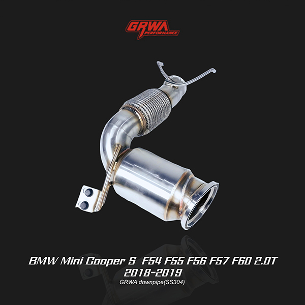 Mini Cooper S F56 stainless downpipe boosts turbo response and enhances exhaust performance for 2018–2019 Mini Cooper S exhaust system.