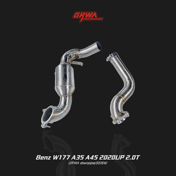 Mercedes A35 / A45 AMG exhaust system kit featuring T304 stainless steel downpipe for W177 A-Class AMG 2.0T