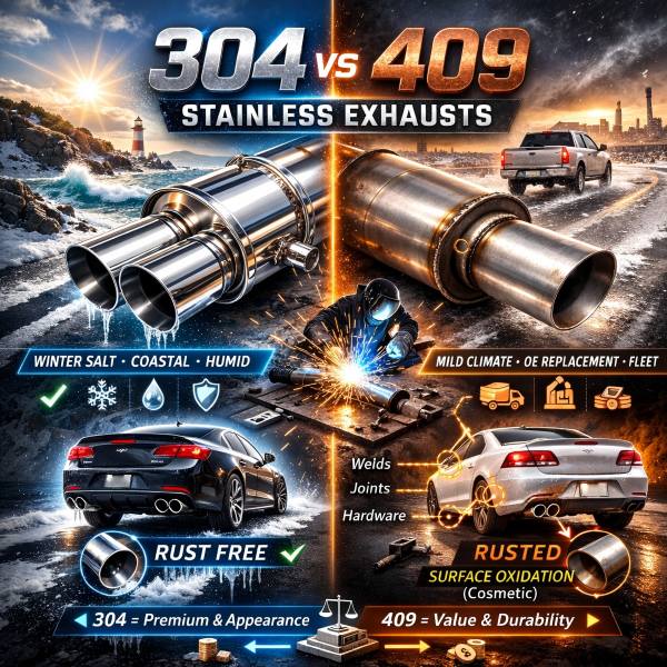 304 vs 409 Stainless Steel Exhaust: Rust, Cost & Service Life 