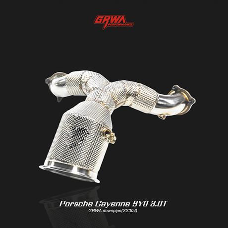 High-flow downpipe for Porsche Cayenne 9Y0 improves turbo response and supports Porsche Cayenne exhaust upgrade.