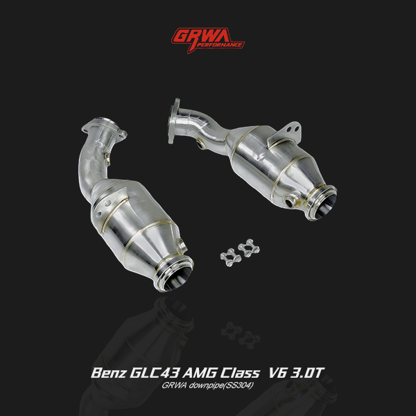 AMG exhaust system downpipe for Mercedes-Benz GLC43 AMG V6 3.0T, boosting flow, sound, and durability.