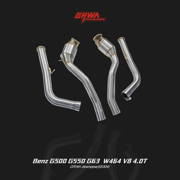 Oversized mandrel-bent downpipe for Mercedes G-Class G500 / G550 /G63 AMG W464 4.0T, supporting big exhaust pipes sound.