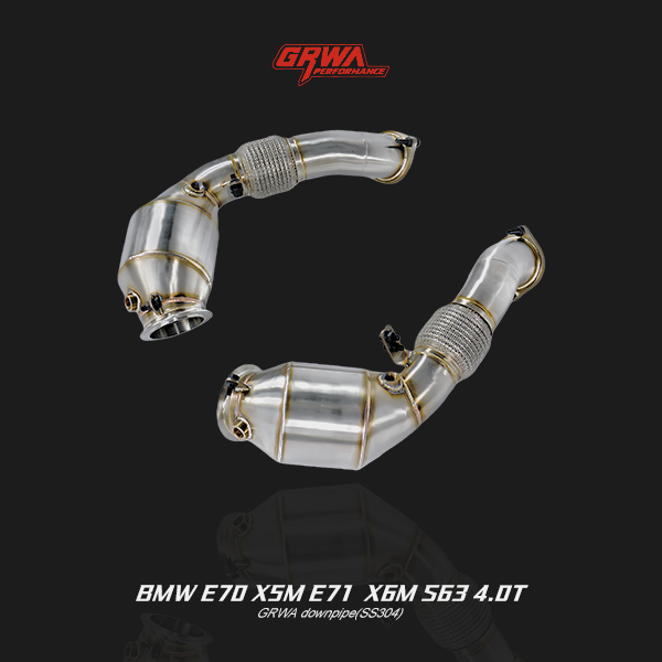 Premium BMW X6M E71 valvetronic exhaust downpipe enhances flow, reduces turbo lag, and improves M performance sound.