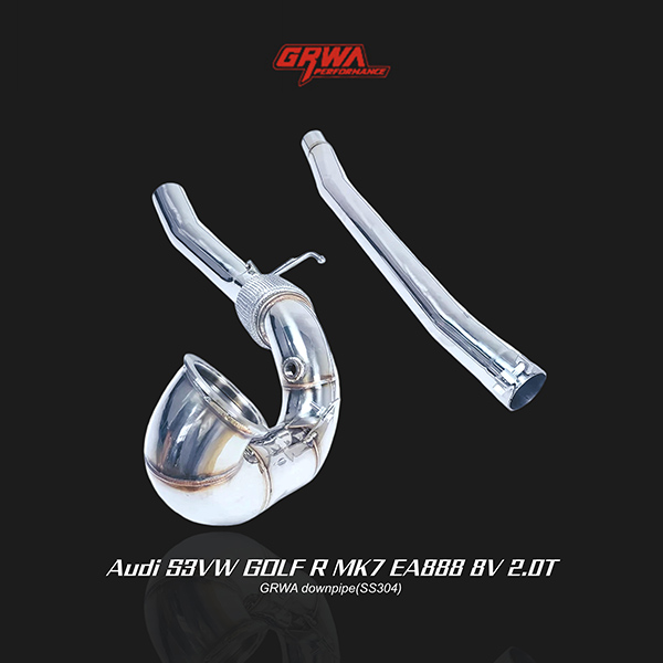 downpipe enhancing mk7 golf r exhaust performance and airflow, ideal for high-flow golf r mk7 exhaust system applications.