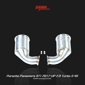 Precision 2.9T downpipe improves turbo response for Porsche Panamera 971 exhaust and performance tuning.