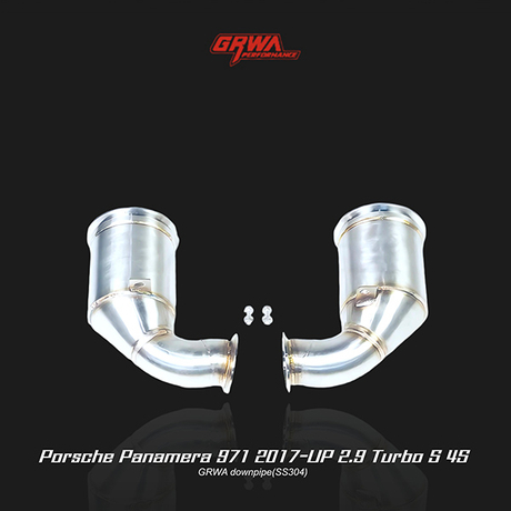Precision 2.9T downpipe improves turbo response for Porsche Panamera 971 exhaust and performance tuning.