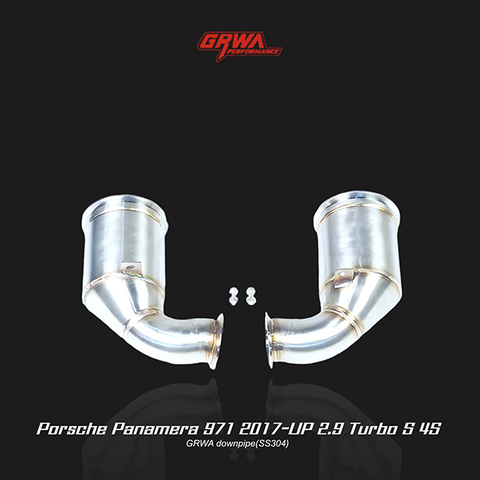 Precision 2.9T downpipe improves turbo response for Porsche Panamera 971 exhaust and performance tuning.