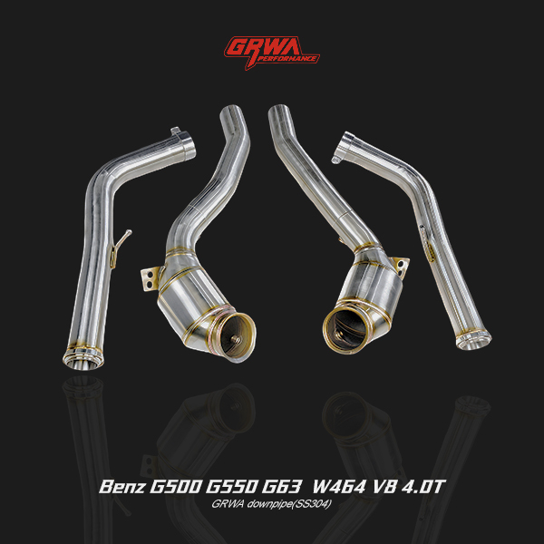 High-flow big radius downpipe for Mercedes G500 / G550 /G63 AMG W464 4.0T, part of premium mercedes exhaust system.