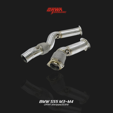 High-flow stainless steel BMW M4 S55 exhaust downpipe boosts turbo response, power and aggressive M sound.