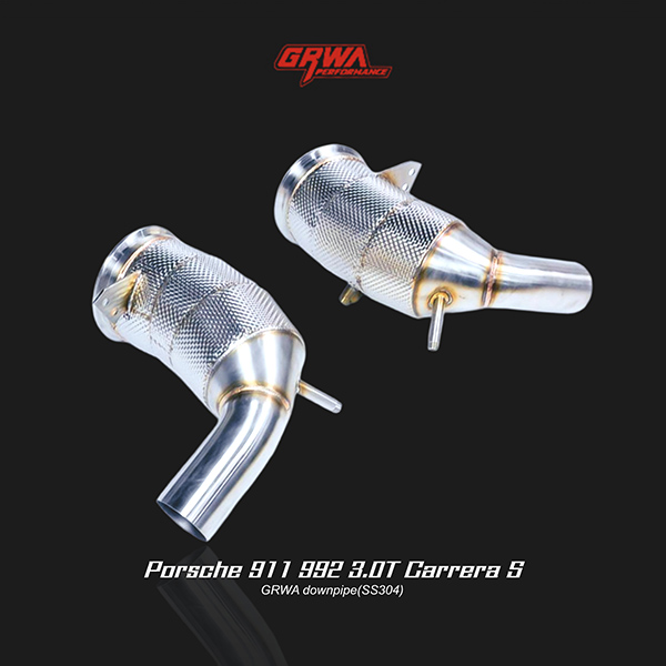 Stainless downpipe designed for Porsche 911 exhaust and 992 Carrera S exhaust improvement.