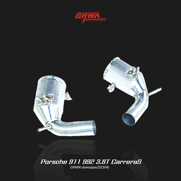 Stainless downpipe boosts power and supports porsche 992 carrera exhaust modifications.