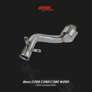  Mercedes-Benz W205 C300 downpipe made from T304 stainless steel. Perfect fitment for Mercedes C200, C260, and C300 models.