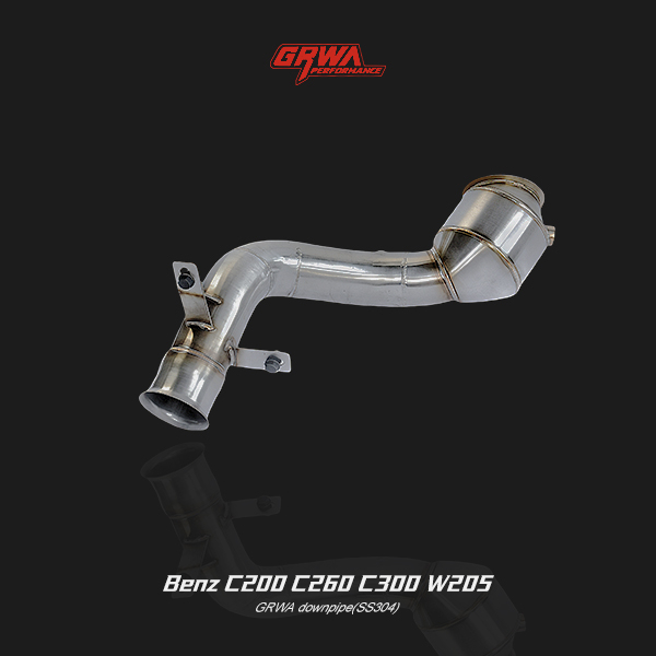  Mercedes-Benz W205 C300 downpipe made from T304 stainless steel. Perfect fitment for Mercedes C200, C260, and C300 models.