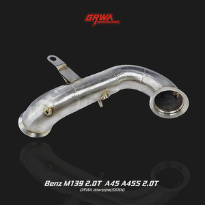 High-flow downpipe for Benz M139 A45/A45S 2.0T, part of mercedes benz exhaust system for AMG tuning.