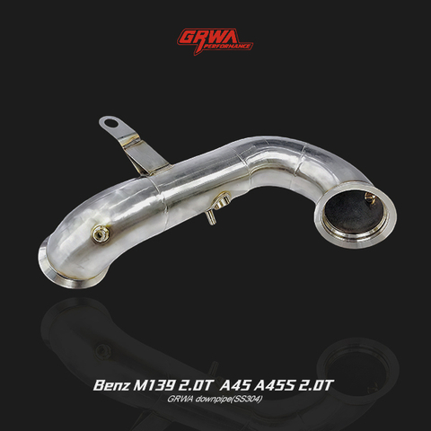 High-flow downpipe for Benz M139 A45/A45S 2.0T, part of mercedes benz exhaust system for AMG tuning.