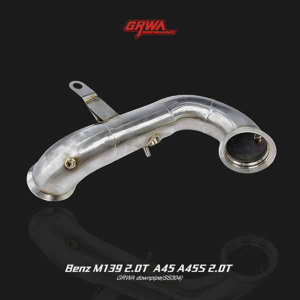 High-flow downpipe for Benz M139 A45/A45S 2.0T, part of mercedes benz exhaust system for AMG tuning.