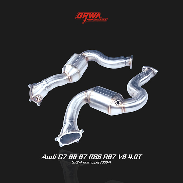 performance downpipe for Audi C7 S6, S7, RS6, and RS7 V8 4.0T, boosting airflow and throttle response 