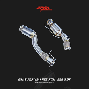 High-performance BMW F97 X3M S58 downpipe improves turbo response and X3M exhaust performance.