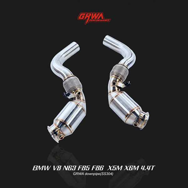 Easy-fit BMW F85 X5M N63 4.4T downpipe installation improves performance and exhaust sound.