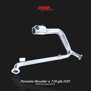 High-flow downpipe for automatic Porsche Boxster improves airflow and supports 718 exhaust upgrades.