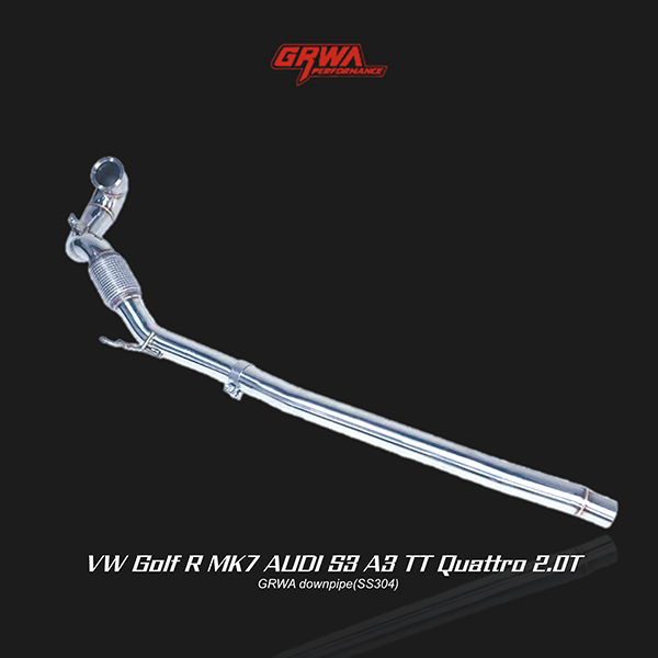 Mandrel-bent stainless downpipe improving airflow, turbo spool, and throttle response for audi a3 exhaust upgrades.