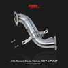  High-flow T304 stainless steel downpipe designed for Alfa Romeo Giulia and Stelvio 2.0T engines