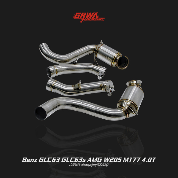High-flow downpipe for Mercedes-Benz GLC63/GLC63S AMG W205 4.0T, part of premium exhaust system Mercedes.