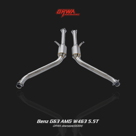 High-flow stainless exhaust downpipe for Mercedes Benz G63 AMG W463 5.5T, enhancing G Wagon exhaust system.