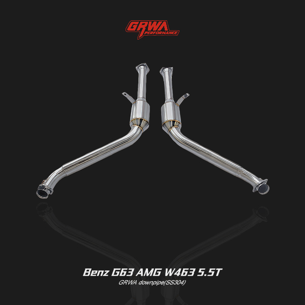 High-flow stainless exhaust downpipe for Mercedes Benz G63 AMG W463 5.5T, enhancing G Wagon exhaust system.
