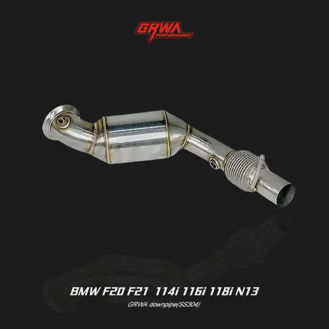 BMW F20 F21 N13 downpipe improves turbo response, power, and sound for BMW 1 Series 114i 116i 118i exhaust upgrade.