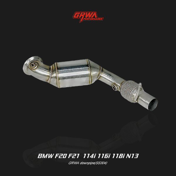 BMW F20 F21 N13 downpipe improves turbo response, power, and sound for BMW 1 Series 114i 116i 118i exhaust upgrade.