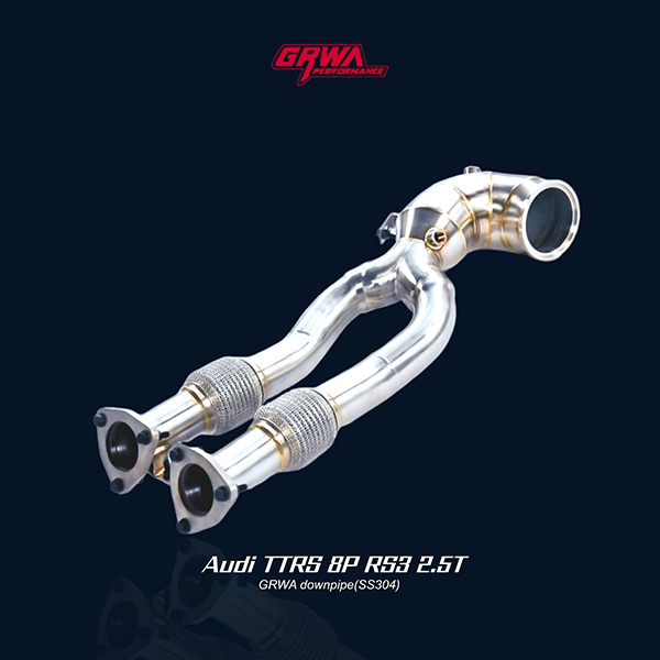 stainless downpipe designed for Audi 8P and RS3 models, improving power, torque, and overall audi rs3 exhaust efficiency.