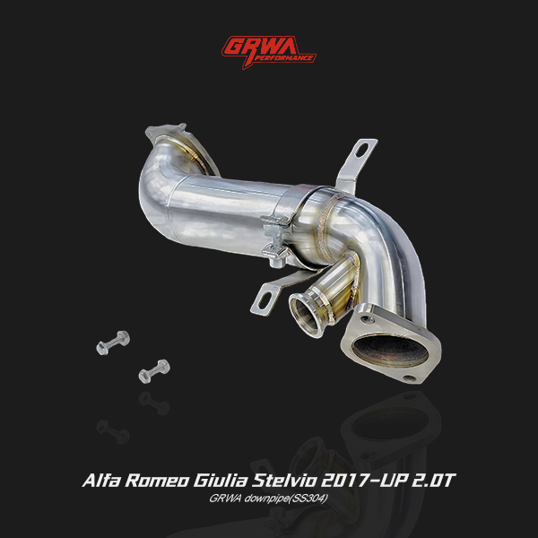 High-performance T304 stainless steel downpipe for Alfa Romeo Giulia and Stelvio 2017-UP 2.0T