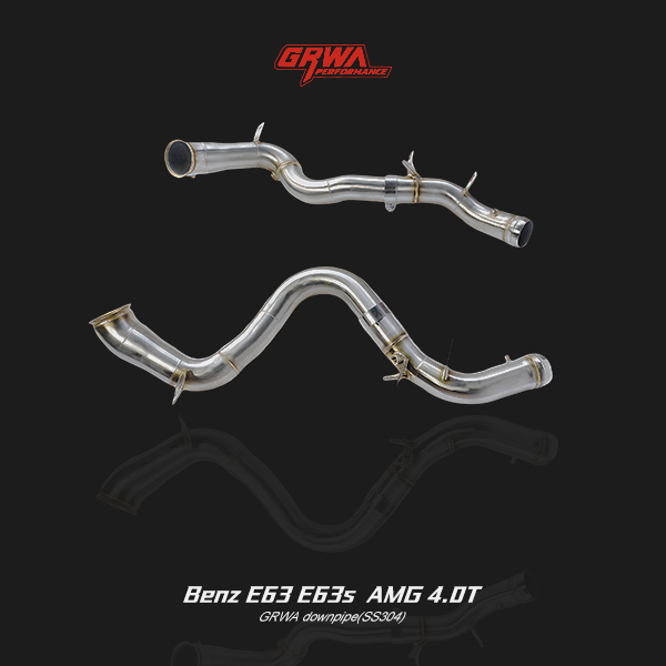 PowerLab E63 exhaust downpipe for Mercedes E63 AMG wagon, enhancing E63 exhaust system performance.