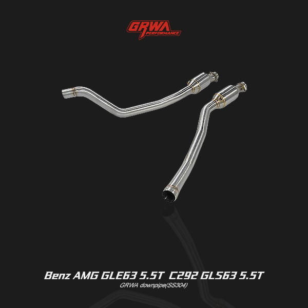 Mercedes AMG GLS63 5.5T exhaust system with high-flow downpipe, enhancing sound, throttle response, and performance
