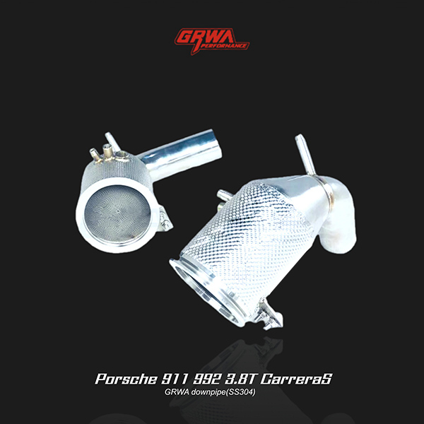  Precision downpipe enhances turbo spool for Porsche 911 992 exhaust and performance tuning.