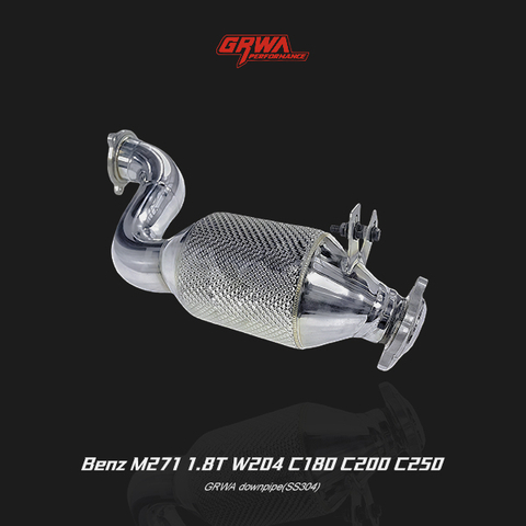  Mercedes W204 exhaust downpipe designed for C180, C200, and C250 with M271 1.8T engine, improving flow and turbo