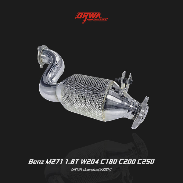  Mercedes W204 exhaust downpipe designed for C180, C200, and C250 with M271 1.8T engine, improving flow and turbo