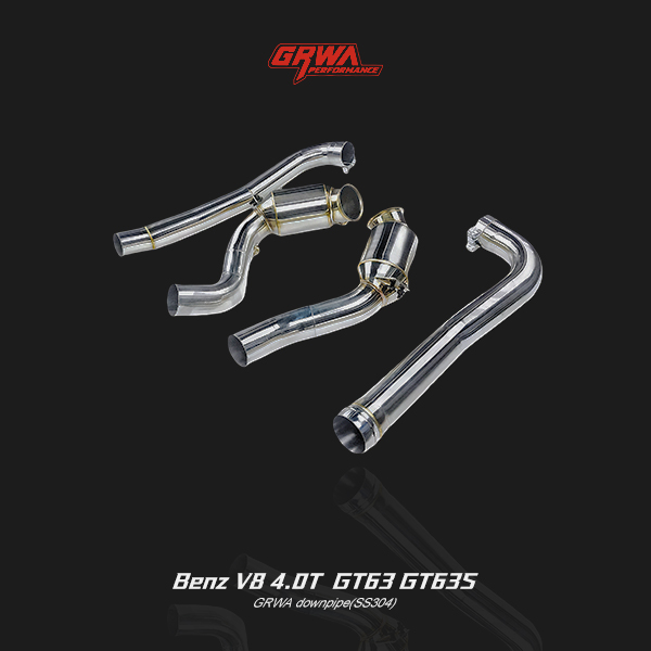 Premium AMG GT exhaust downpipe for Mercedes GT63S, improving flow, throttle response and exhaust tone.